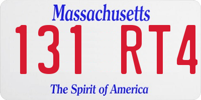 MA license plate 131RT4