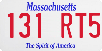 MA license plate 131RT5