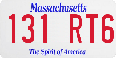MA license plate 131RT6