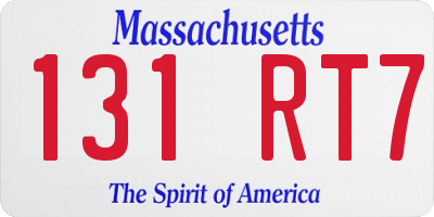 MA license plate 131RT7