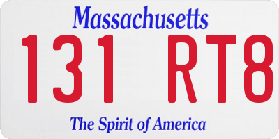 MA license plate 131RT8