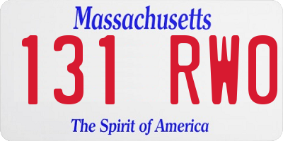 MA license plate 131RW0
