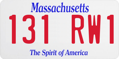 MA license plate 131RW1