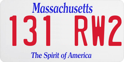 MA license plate 131RW2