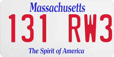 MA license plate 131RW3