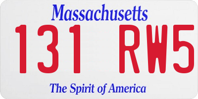 MA license plate 131RW5