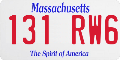 MA license plate 131RW6