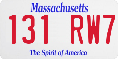 MA license plate 131RW7