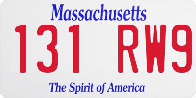 MA license plate 131RW9