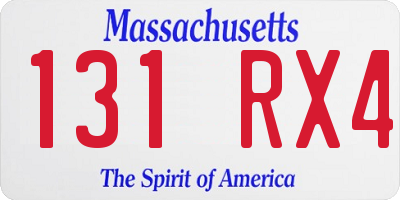 MA license plate 131RX4