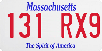 MA license plate 131RX9