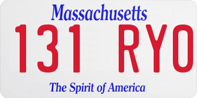 MA license plate 131RY0