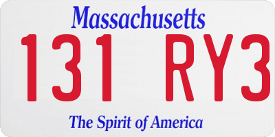 MA license plate 131RY3