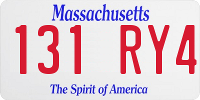 MA license plate 131RY4