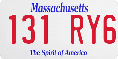 MA license plate 131RY6