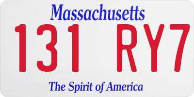 MA license plate 131RY7