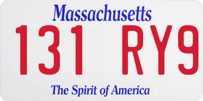 MA license plate 131RY9