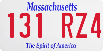 MA license plate 131RZ4