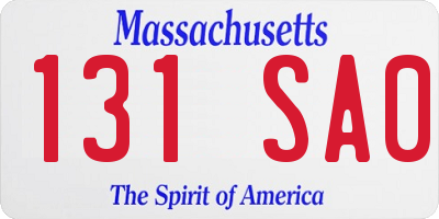 MA license plate 131SA0