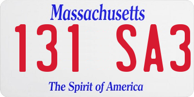 MA license plate 131SA3