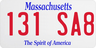 MA license plate 131SA8
