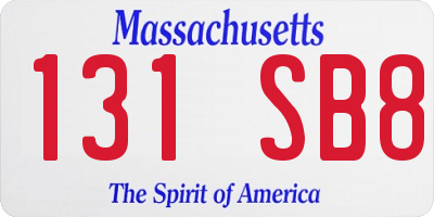 MA license plate 131SB8
