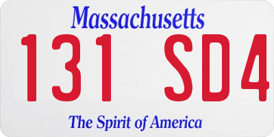 MA license plate 131SD4