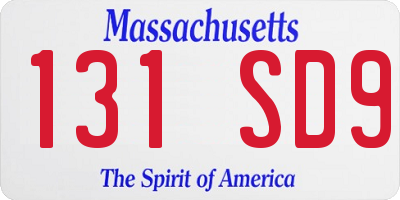 MA license plate 131SD9