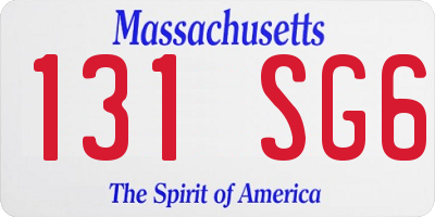 MA license plate 131SG6
