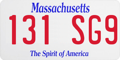 MA license plate 131SG9