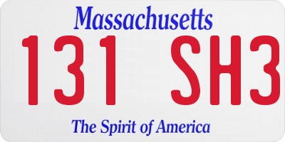 MA license plate 131SH3
