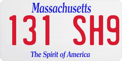 MA license plate 131SH9