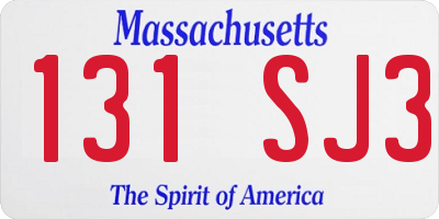MA license plate 131SJ3