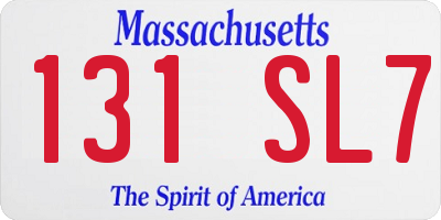 MA license plate 131SL7
