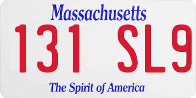 MA license plate 131SL9