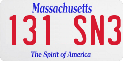 MA license plate 131SN3