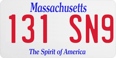 MA license plate 131SN9