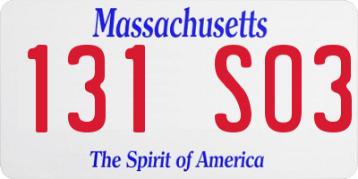 MA license plate 131SO3