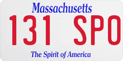MA license plate 131SP0