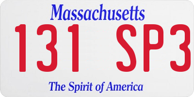 MA license plate 131SP3