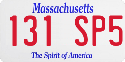 MA license plate 131SP5