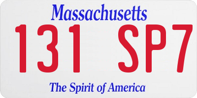 MA license plate 131SP7