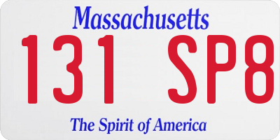 MA license plate 131SP8
