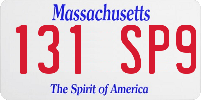 MA license plate 131SP9