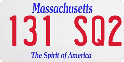 MA license plate 131SQ2