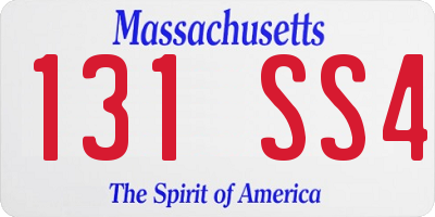 MA license plate 131SS4