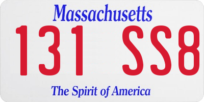 MA license plate 131SS8