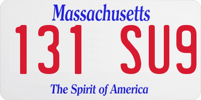 MA license plate 131SU9