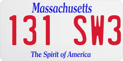 MA license plate 131SW3