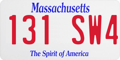 MA license plate 131SW4